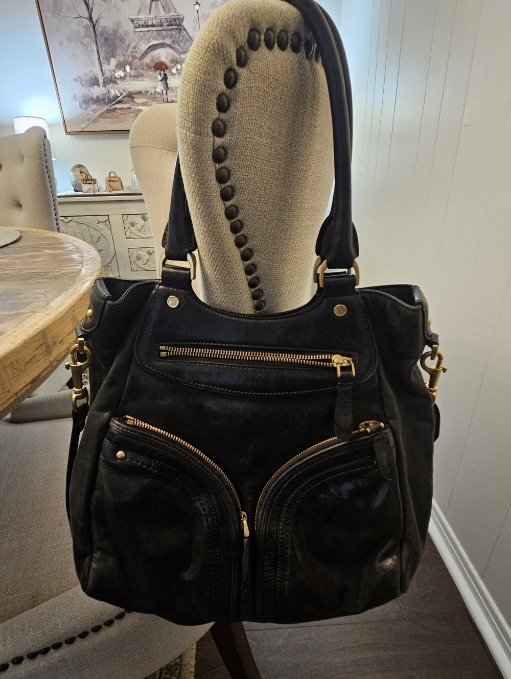 Cole Haan Black Women's Leather Bag with Gold Hardware